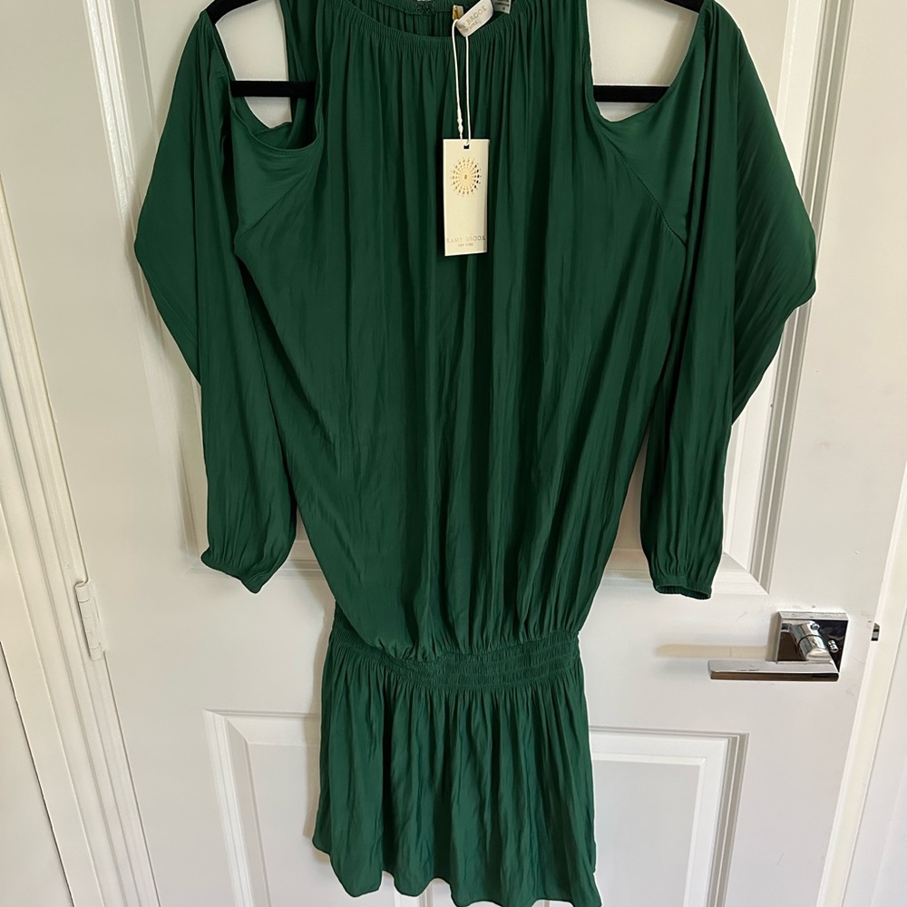NWTRamy Brook Green Cut Out Ruffled Mini Dress